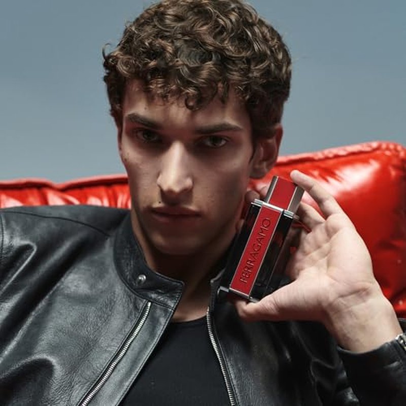 FERRAGAMO Red Leather Eau de Parfum Pour Homme, Cologne Spray for Men