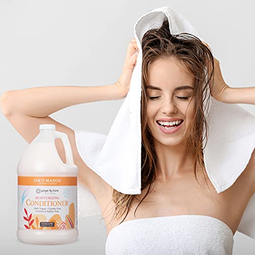 Ginger Lily Farms Botanicals Moisturizing Conditioner for Dry Hair, Coco Mango, 100% Vegan & Cruelty-Free, Coconut Mango Scent, 1 Gallon Refill (Pack of 4)
