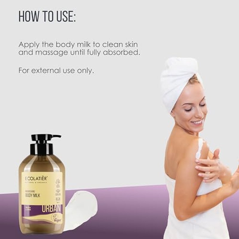 Nourishing Body Milk - Hydrating Body Lotion for Women & Men, 97.5% Natural Ingredients, Vegan Certified, Lightweight Formula with Mulberry & Avocado Oil for Dry Skin, 13.5 Fl Oz - ECOLATIER