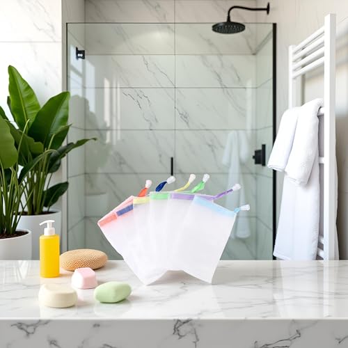 10 PCS Foaming Mesh Bags, Portable Soap Saver Hangable Net Soap Pouches, Nylon Drawstring Bags Shower Foaming Mesh Face Cleansing Tool Bath Soaps