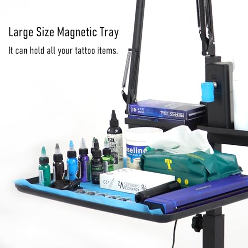 Multifunctional Tattoo Workstation,Tattoo Tray Cart with Tattoo Light& Wheels,Mobile Phone,ipad Tablet Holder, Tattoo Ink Magnetic Tray,for Tattoo & Salon Studio