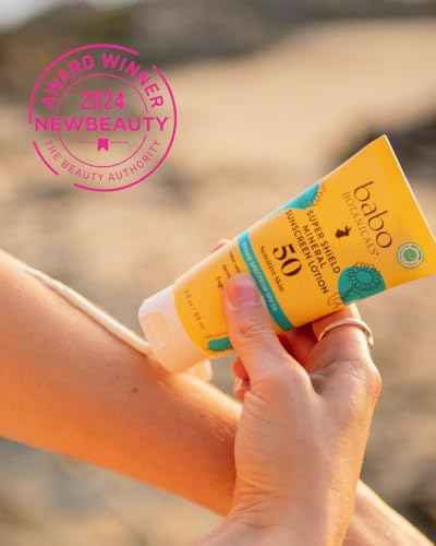 Babo Botanicals Sheer Mineral Sunscreen Lotion SPF 50 with 100% Mineral Active Ingredients for Babies, Kids or Extra Sensitive Skin, Lightweight, Water Resistant & Fragrance Free, Multicolor, Unscented, 3 Fl Oz