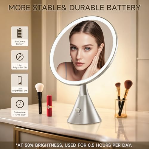 Lighted Makeup Mirror with Magnification Electric Plug in, 7X Magnifying Lighted Vanity Makeup Mirror with Led Lights