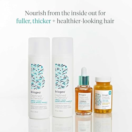 Briogeo Destined For Density Caffeine + Biotin Peptide Density Shampoo and Conditioner Set, Increases Hair Thickness and Volume for Fine or Thinning Hair, Vegan, Cruelty-Free, 2 x 8 fl oz
