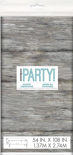 Gray Rustic Wood Rectangular Plastic Table Cover (54" x 108") 1 Count - Elegant Design & Premium Quality, Ideal For Parties, Events & Everyday Use