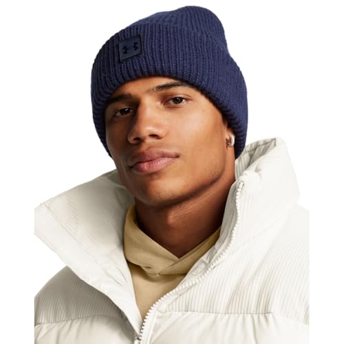 Under Armour Men's Halftime Ribbed Beanie, (410) Midnight Navy / / Black, One Size Fits Most