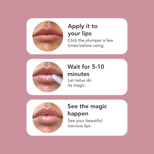 Lip Plumper, Nelux Hyaluronic Acid Lip Plumper, Instant Hydration While Visibly Boosting Fullness and Smoothness, Natural Lip Plumpers Without Sticky Glosses and Painful Tingles (1PCS)