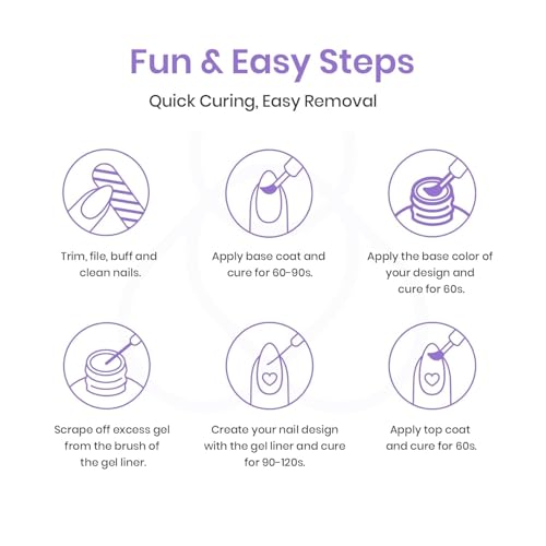 Beetles French Tip Gel Liner Nail Polish Set- 20 Colors Nail Art Polish Brown Glitter Pink Blue White Red Purple Swirl Gel Nails Polish Nails Art Painted Build in Thin Brush Manicure Gifts for Women