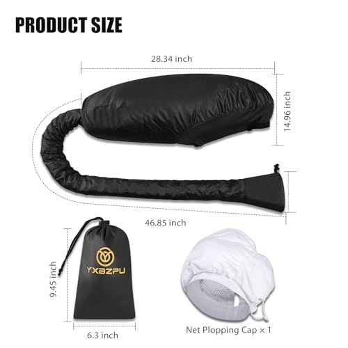 Bonnet Hair Dryer, Hooded Hair Dryer Attachment, Dryer Hooded Diffuser Cap for Curly,Speeds Up Drying Time, Safety Deep Conditioning at Home(Black)