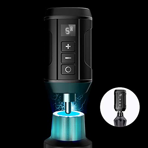 Tattoo Power Supply - Ambition Professional Mini Portable RCA Wireless Tattoo 1800mAh Lithium Battery Power Supply with LED Digital Display for Rotary Tattoo Pen Machine Gun