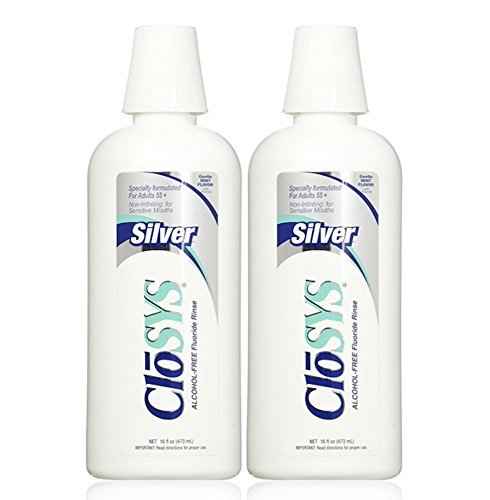 CloSYS Silver Fluoride Mouthwash, Gentle Mint, for Adults 55+, Alcohol Free, Dye Free, pH Balanced, Fights Cavities and Strengthens Tooth Enamel, 16 Ounce (Pack of 2)