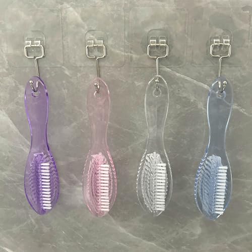 Handle Grip Nail Brush Two Sided Hand Fingernail Cleaning Brush Foot Scrub Brush Soft Stiff Bristles Fingernails Toenails Toes Scrubber Brushes for Men Women Kids, 4 PCS