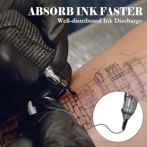 Solong Tattoo Cartridge Needles (50PCS Mixed RL RS M1) 10 Sizes, Tatttoo Needles #12 0.35mm Standard Disposable Tattoo Cartridges with Membrane Assorted Size Round Liner/Round Magnum EN07-50KIT-B