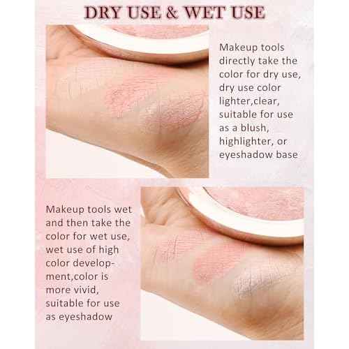 Baked Blush, Lighting Glow Marbleized Blush Powder Palette, Cruelty-Free Powder Blusher, Eyeshadow & Highlight for a Lightweight Shimmery Satin Face Makeup, Gift for Women (0.49Ounce)-01#Peachy