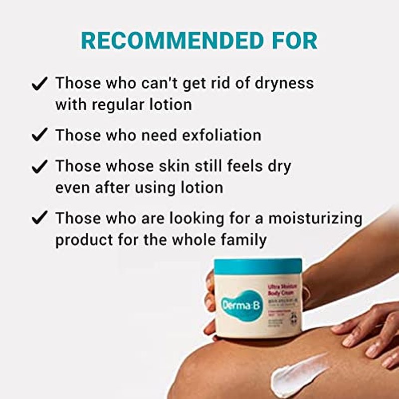 Derma B | Ultra Moisture Body Cream | Moisturizer for Dry Skin | Body Skin Care | Body Balm for Sensitive Skin | Olive Oil and Allantoin | 48 Hour Lasting Skin Moisturization | 14.54 fl oz (430ml)