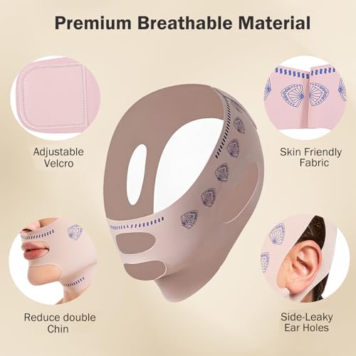MASIKA Chin Strap for Sleeping£¬V-Line Mask,£¬V-Line Lifting Chinstrap£¬Jaw Exerciser, Reusable Face Strap.Jaw Strap,Jawline Shaper,Double chin strap£¬Chin lifting strap£¬Face lifting strap£¬Leaf,M