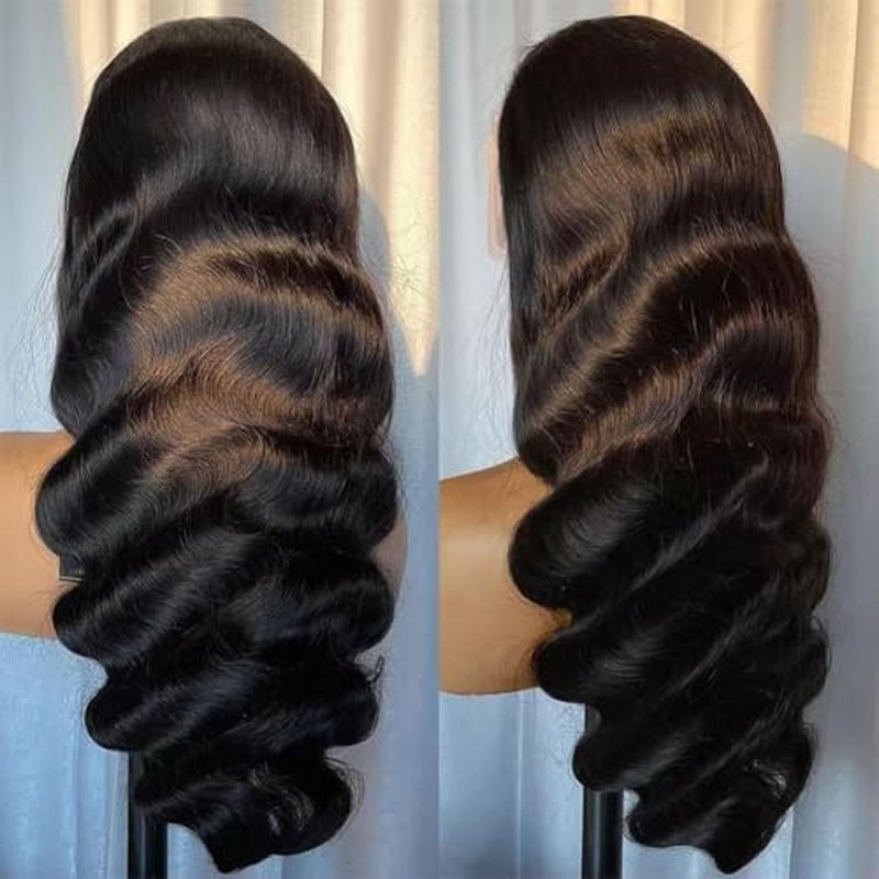 13x6 Body Wave Lace Front Wigs Human Hair Pre Plucked HD Transparent Lace Frontal Wigs Human Hair 200 Density Glueless Brazilian Virgin Human Wigs with Baby Hair for Women
