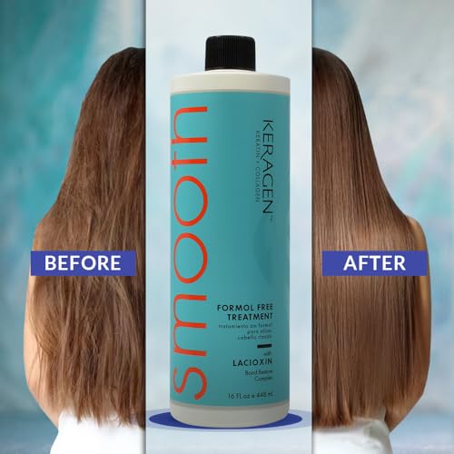 Keragen Brazilian Keratin Smoothing Treatment | Formaldehyde-Free Blowout for Frizzy, Dry, or Damaged Hair | Smooth, Silky Results | Fine to Medium Hair | 16 Oz