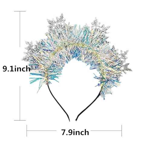Soochat Snowflake Head Boppers Headband Glitter Christmas Snowflake Headband for Christmas Party Accessory (9.1 x 7.9 inch)