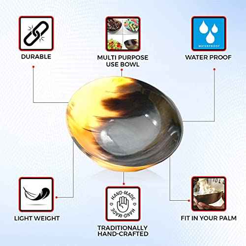 Shaving & Serving Bowl Natural Yak Horn Shaving Soap Bowl Shaving Cup for Men Real Horn Shave Bowl Lathering Up Shaving Soap Cup Bowls.Gift for Husband Boyfriend 5¡±RoundX2¡±deep