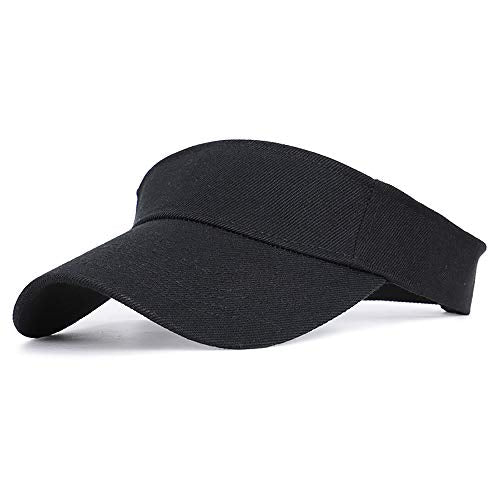 Unisex Sports Sun Visor Hats Open Top Bingo Visors for Tennis Golf Travel Summer Beach Pool (Black, 10)