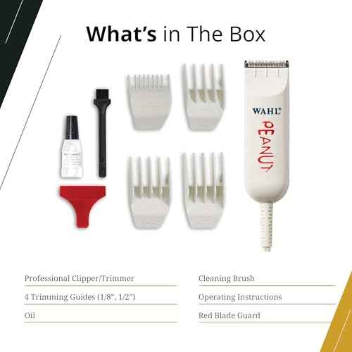 Wahl Professional Peanut Trimmer Corded Lightweight Powerful Rotary Motor Includes 4 Trimming Guides Accessories