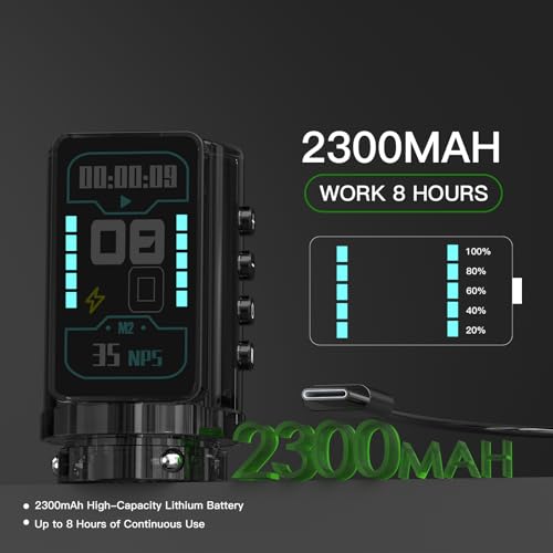 Wormhole Tattoo Gun for Artists Aluminum Alloy 7 Adjustable Stroke Wireless Tattoo Machine with 2300mAh Battery Lightweight Compact Rotary Tattoo Pen Powerful Motor Precision Professional - Black