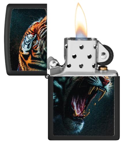 Zippo Tiger Roar Design Black Matte Pocket Lighter