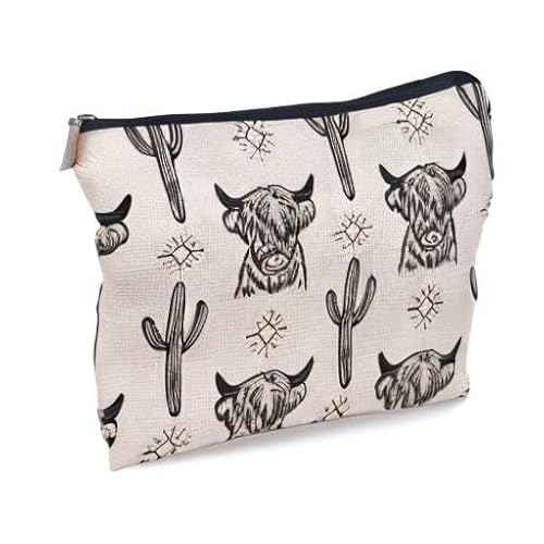 Western Cow Makeup Bag,Western Cow Gifts For Women,Cowgirl Stuff For Women,Cowgirl Gifts