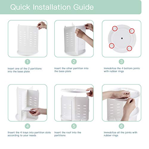 360 Rotating Makeup Organizer,DIY Adjustable Spinning Holder,Foldable Cosmetic Storage Display box,Large Capacity Make up Caddy Shelf,Fits Countertop Vanity and Bathroom (WHITE)