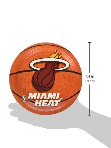 Amscan "Miami Heat" Round Plates, 7" (8-Pack) - Basketball-Designed Premium Party Plates, Perfect for Game Day Parties