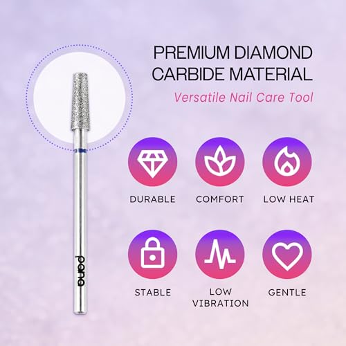 PANA 3/32" Diamond Carbide Cone Bit- Style 13, Medium Grit - Professional Cuticle Nail Drill Bits for Acrylic Gel Nails Dry Manicure Pedicure Shape Remove Tools