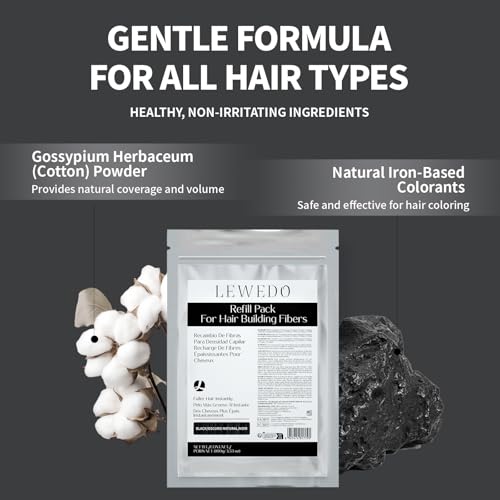 Hair Building Fibers Refill Pack - 100g Instant Thickening Fibers for Men & Women, Natural Cotton Powder, Wind/Rain Resistant, For All Hair Fiber Applicator Bottles (Medium brown)