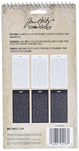 Tim Holtz Idea-ology Chitchat Word Stickers, Black and White Matte Cardstock, 1088 Stickers, TH92998, 1/8"