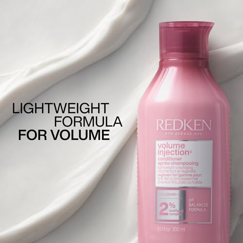 Redken Volume Injection Conditioner For Fine Hair - Adds Lift & Body, Volumizing & Detangling Without Weighing Down, Paraben Free
