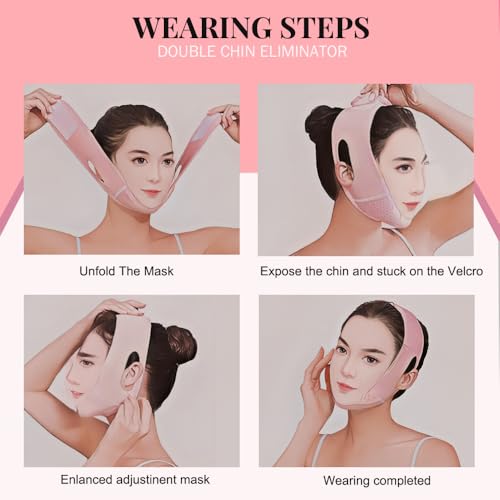 MASIKA Chin Strap for Sleeping,Adjustable Chin Strap,Jaw Strap,Jawline Shaper,V-Line Mask Chin Up Mask V Shaped Face Mask, Jaw Exerciser,Reusable chin strap,Pink¡£