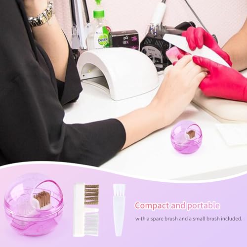 Nail Drill Bits Cleaner Brush Case Accessories, Nail Art Cleaner Tool Case with Steel & Nylon Wire Brush for Cleaning Tungsten Carbide Ceramic Nail Drill Bits Cuticle, purple