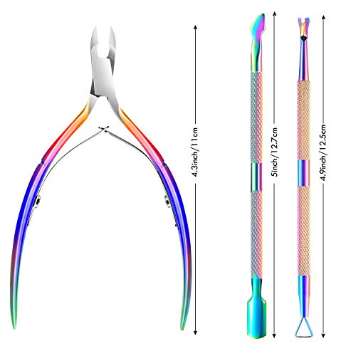 Cuticle Trimmer Cuticle Remover with Cuticle Pusher, XUNXMAS Professional Stainless Steel Durable Pedicure Manicure Tools Cutter Nipper Scissor Clipper for Fingernails and Toenails Dead Skin