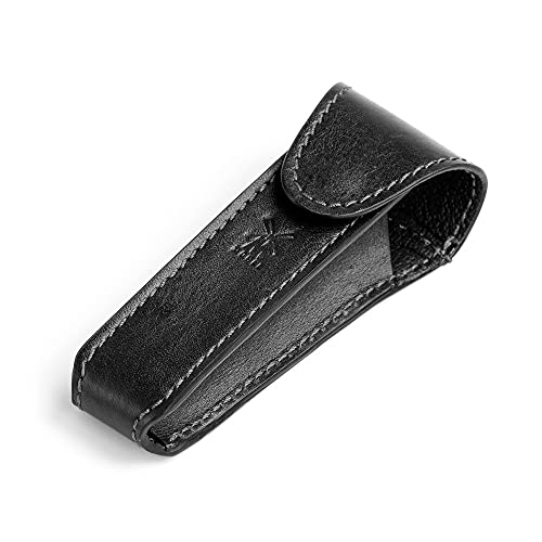 M?HLE Black Leather Safety Razor Travel Pouch