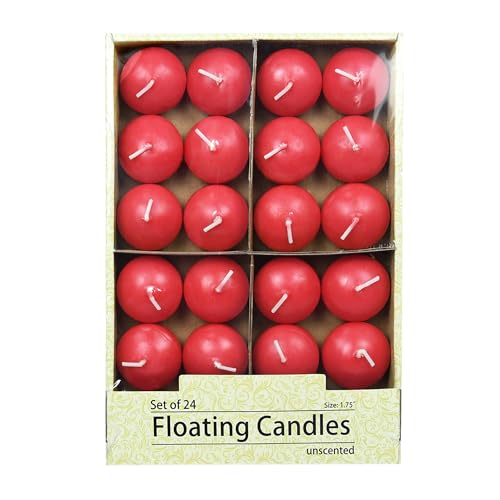 Zest Candle 24-Piece Floating Candles, 1.75-Inch, Ruby Red
