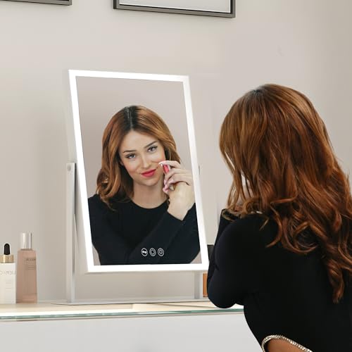 VANITII Vanity Mirror with Lights 12¡±x16¡± Hollywood Makeup Mirror with 10X Magnification and Free Rotation Dimmable 3 Color Modes Smart Touch LED Mirror