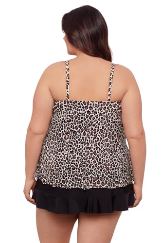 Aqua Green Women's Standard Keyhole High Neck Tankini Top, Seeing Spots