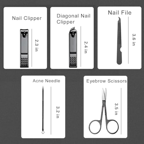 Nail Clipper & Grooming Set,10-Piece Manicure Set, Nail Care Kit with Travel Case, Ideal Christmas Gift or Stocking Filler Stuffers for Men & Women