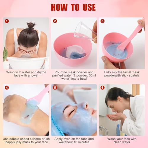 Jelly Masks For Facials Professional, hydrojelly Mask SkinCare Spa Face Mask Gel Powder Hydrating & Deeply Purifying hydrojelly Mask Spa Set, (Hyaluronic Acid, Bulgarian Rose, 24K, Tea Tree, VC)