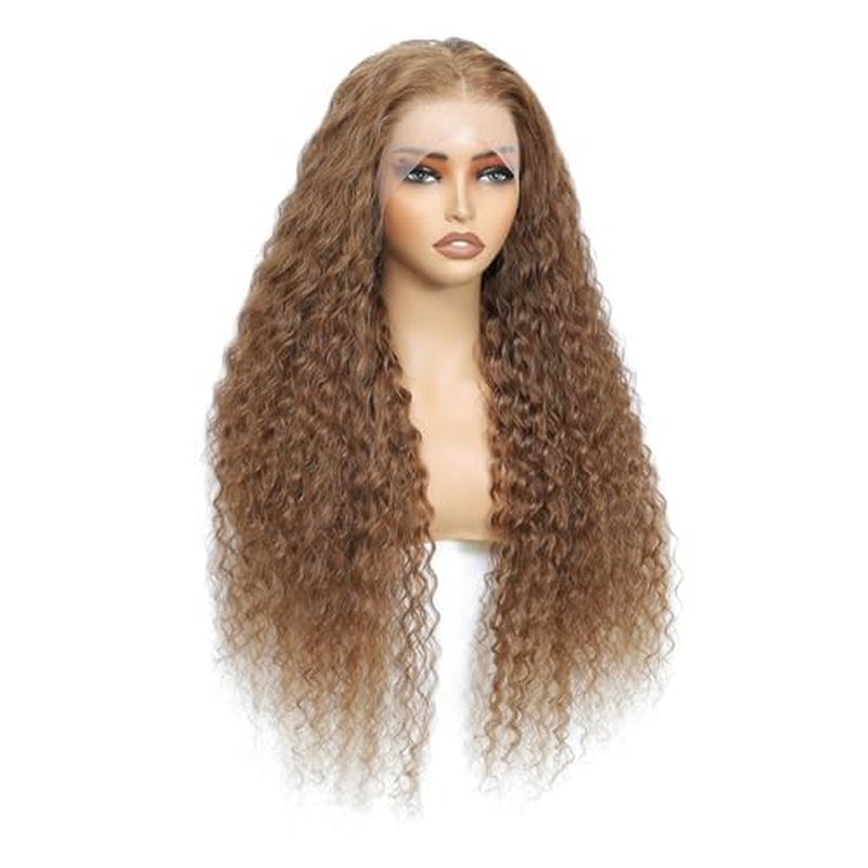 Chocolate Brown Deep Wave Lace Front Wigs Human Hair Wigs for Women 250 Density 13x6 Lace Frontal Wigs Deep Curly HD Lace Front Wigs Pre Plucked with Baby Hair (24 Inch)