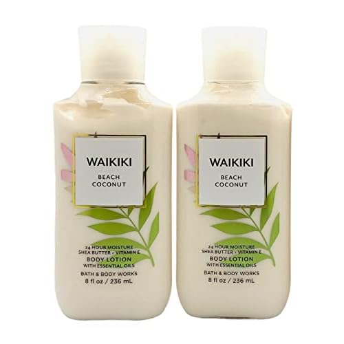 Bath and Body Works Super Smooth Body Lotion Sets Gift For Women 8 Oz -2 Pack (Waikiki Beach Coconut)