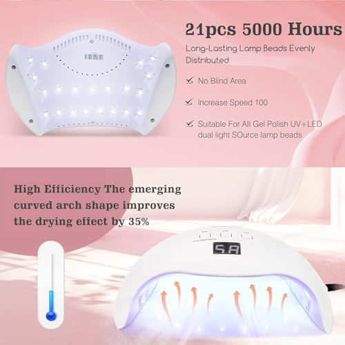 Gel UV LED Nail Polish Lamp, LKE Nail Dryer 40W LED Light with 3 Timers Professional for Nail Art Tools Accessories White