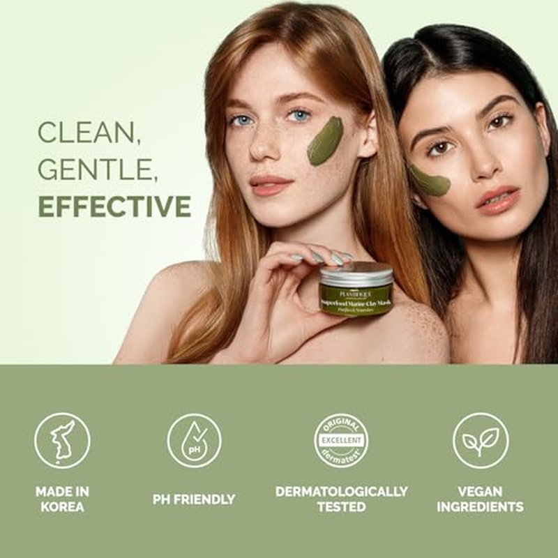 PLANTIFIQUE Korean Skincare Clay Mask ? Hydrating Mud Mask with Avocado & Superfoods, Dermatologist-Tested for Face & Body ? Vegan, 3.4 Oz/100ml