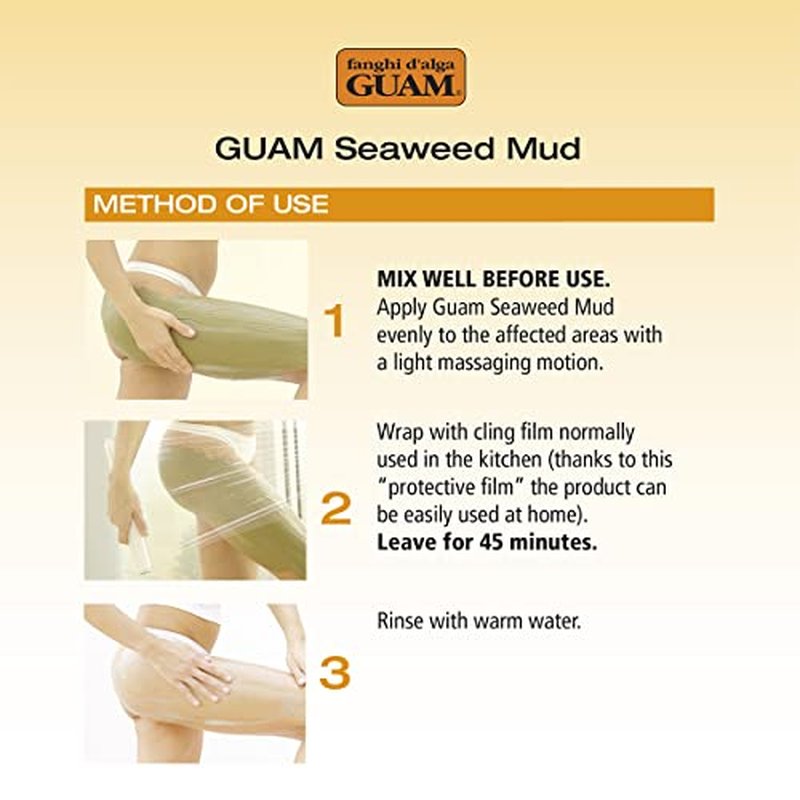 Guam Anti-cellulite Body Wrap for Thighs, Legs, MAX STRENGTH Hot Mud for Stubborn Cellulite, Clay Body Mask with Caffeine, Seaweed and Essential Oils, Reduce Cellulite on Legs, (1.1LB)