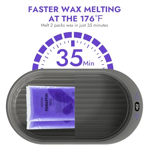 Small Paraffin Wax Machine for Hands - Paraffin Hand Wax Machine 2000ml Small Size With 4 packs of Paraffin Wax Digital Display Screen for Paraffin Baths